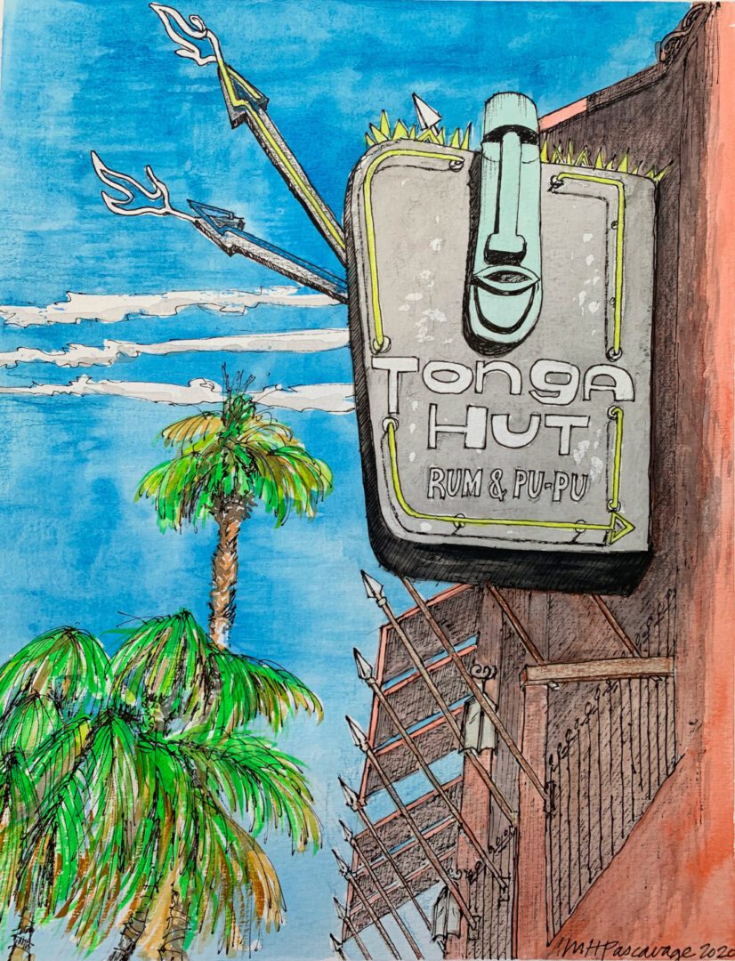 a painting of a bar signage