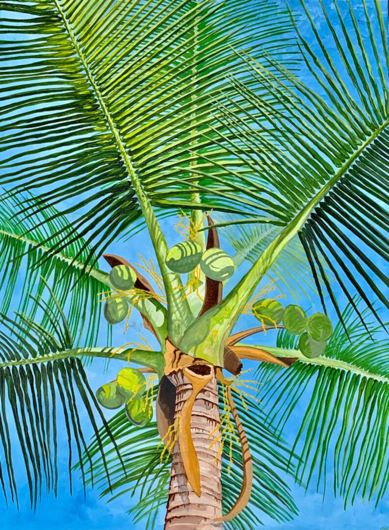 a painting of a coconut tree