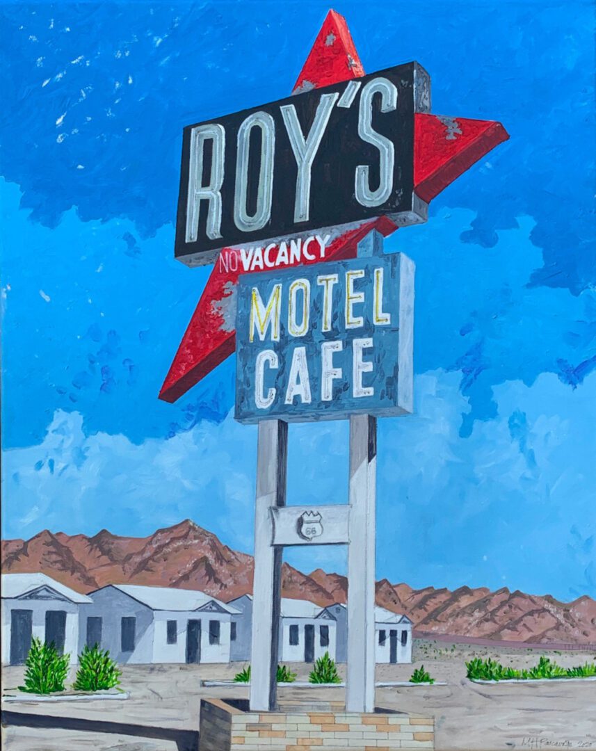 a painting of a motel signage