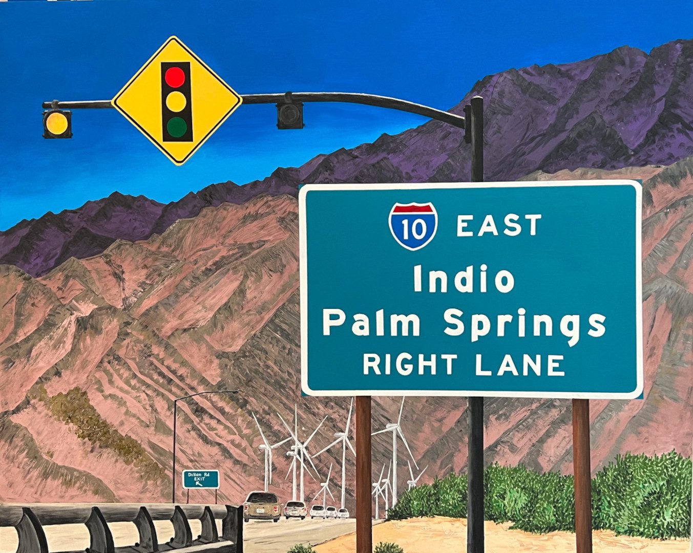 a contemporary painting of a road sign