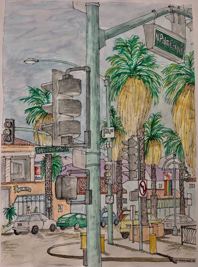 <b>Palm Springs</b><br><br>
16 x 22-  SOLD
Watercolor/Ink