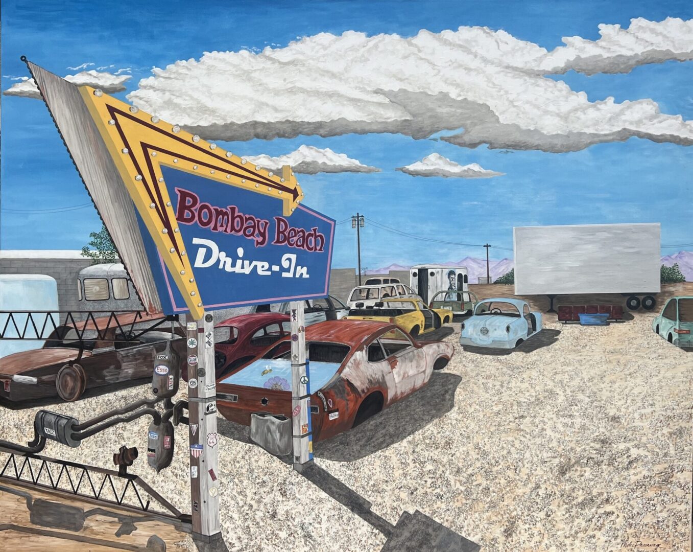 Bombay Beach Drive-In. Acrylic on Canvas. 48 x 60 SOLD